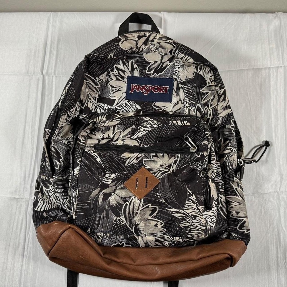 Jansport Right Pack Backpack Black White Tropical Floral Print JS0A3P3U